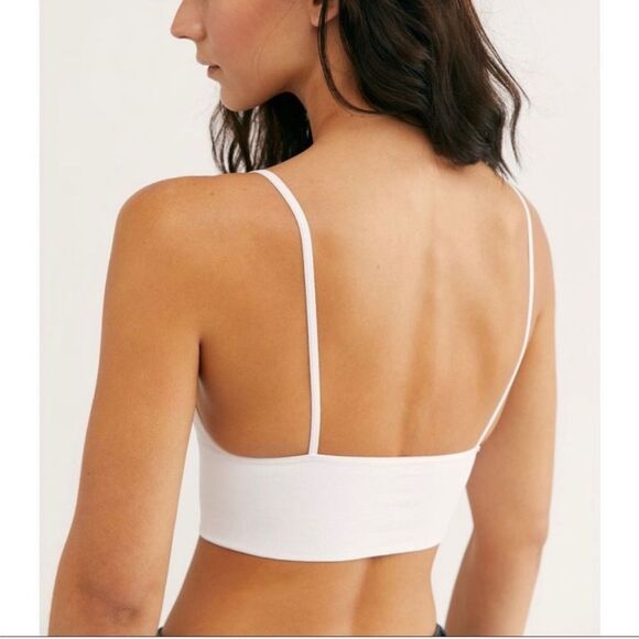Free People Andi Square Neck Crop Top Bralette White Size M/L NWT - Picture 2 of 11